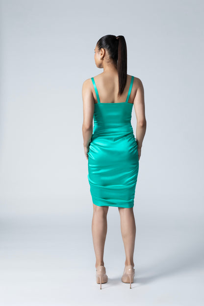 Green satin dress IVY DIONE